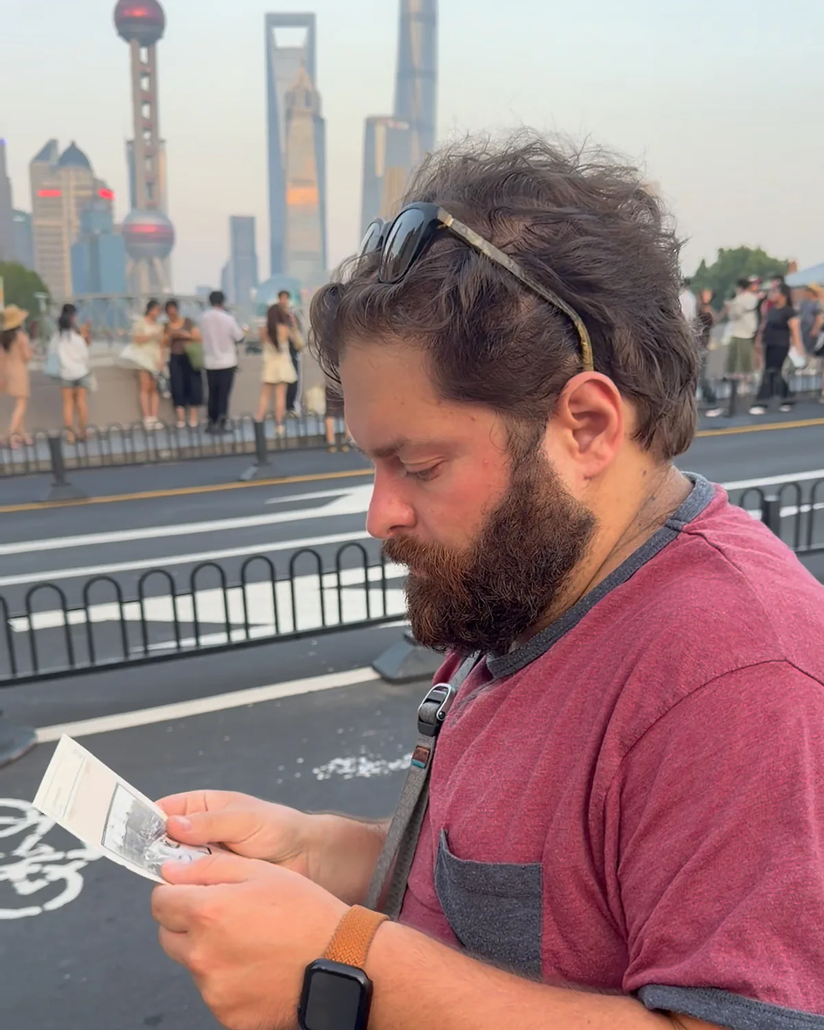 A guest reading a City Decoding task in Shanghai
