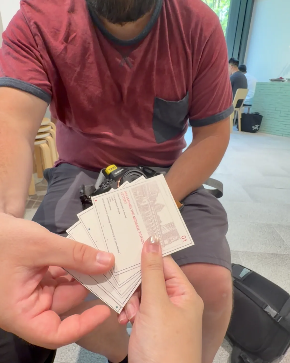 A guest and Local Buddy looking at a route task card
